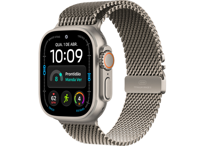 Watch Ultra 4 49mm Pulseira estilo milanês de titânio - Natural -  Pré-Venda