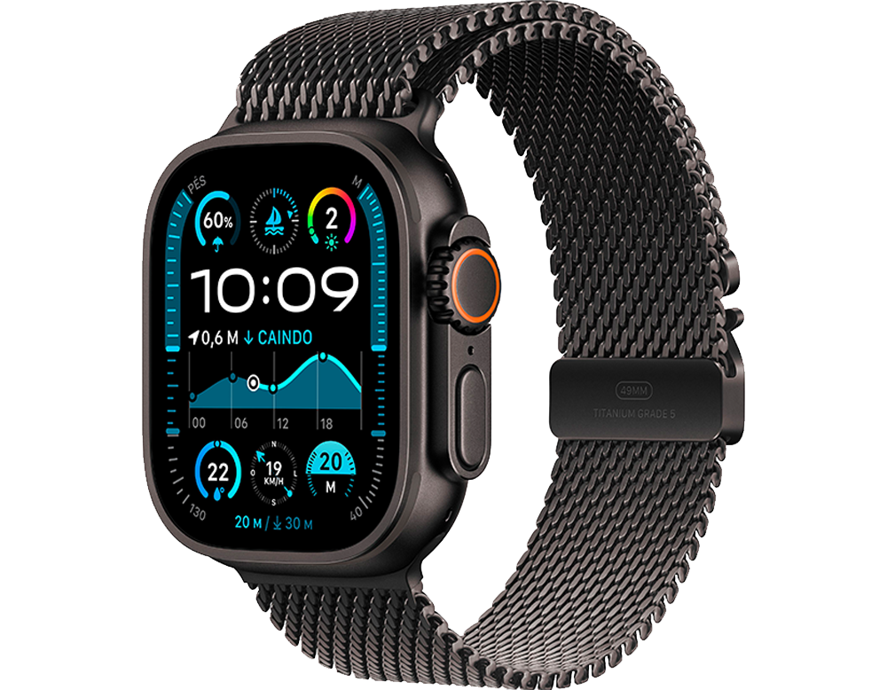 Watch Ultra 2 49mm Pulseira estilo milanês de titânio - Preto Watch Ultra 2 49mm Pulseira estilo milanês de titânio - Preto